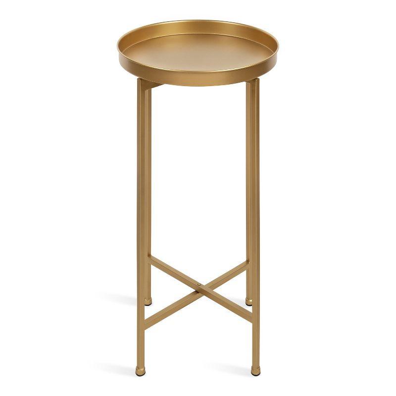 Kate and Laurel Celia Round Metal Tea Table, 14x14x25.75, Gold