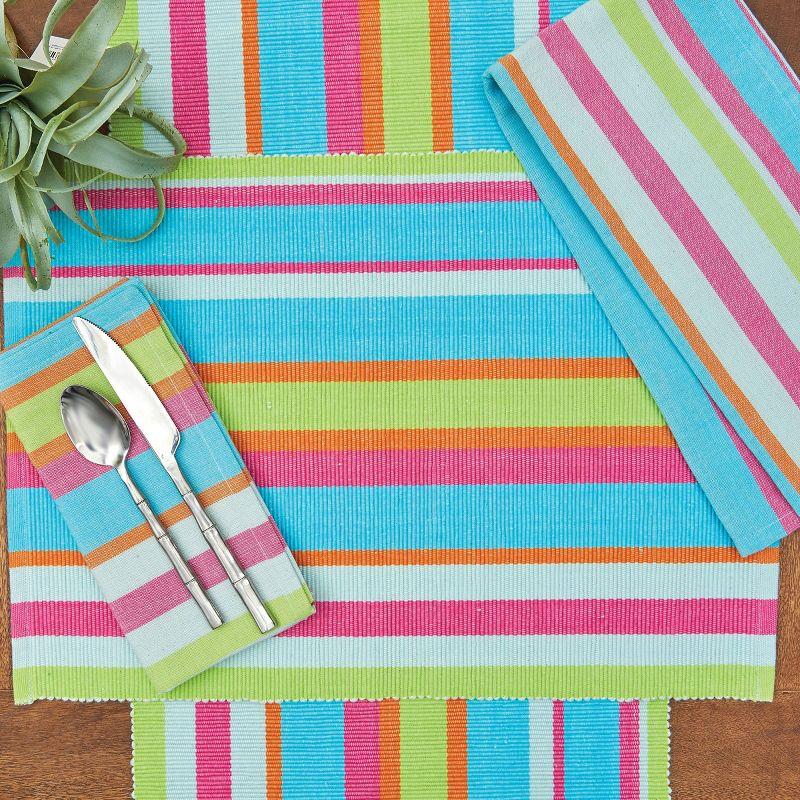 Key Lime Stripe Multicolor Woven Cotton Kitchen Towel