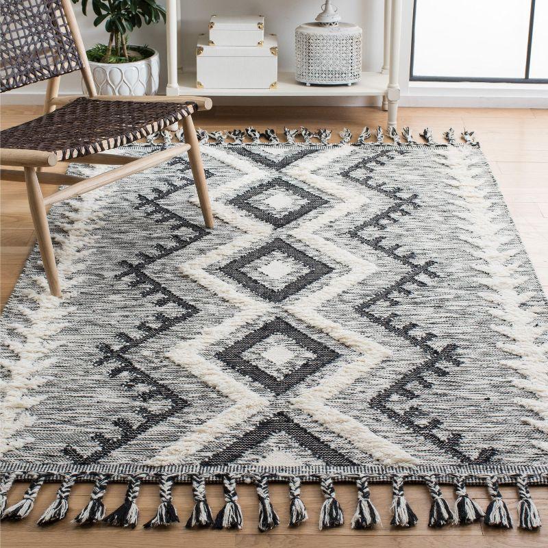 Hand-Knotted Black Wool Rectangular Area Rug 9' x 12'