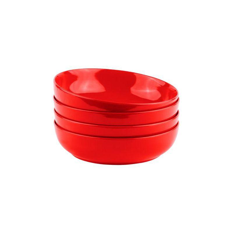 Kook Ceramic Pasta Bowls, Set of 4, 40 oz, Red
