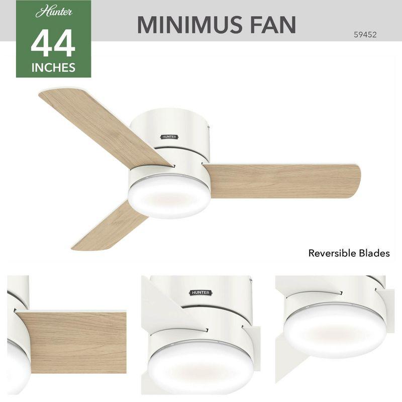 44" White Low Profile Ceiling Fan with LED Light and Remote