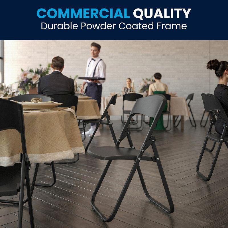 Flash Furniture 2 Pack HERCULES Series 500 lb. Capacity Heavy Duty Black Plastic Folding Chair with Built-in Ganging Brackets