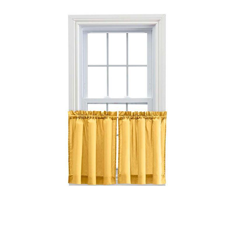Ellis Stacey 1.5" Rod Pocket High Quality Fabric Solid Color Window Tailored Tier Pair 56"x45" Yellow