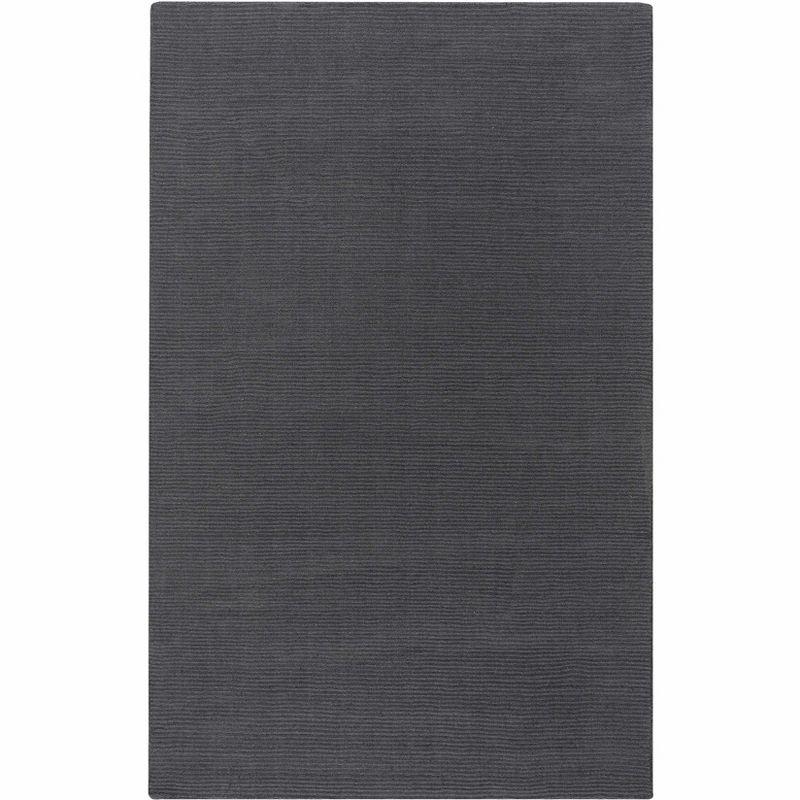 Charcoal Gray High Pile Wool Rectangle Rug 5' x 8'