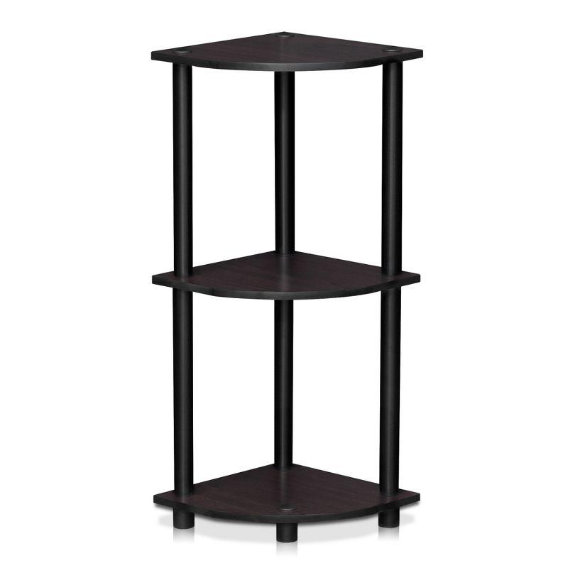 Furinno 3-Tier Corner Display Rack Multipurpose Shelving Unit Industrial Ladder Bookcase,Dark Walnut
