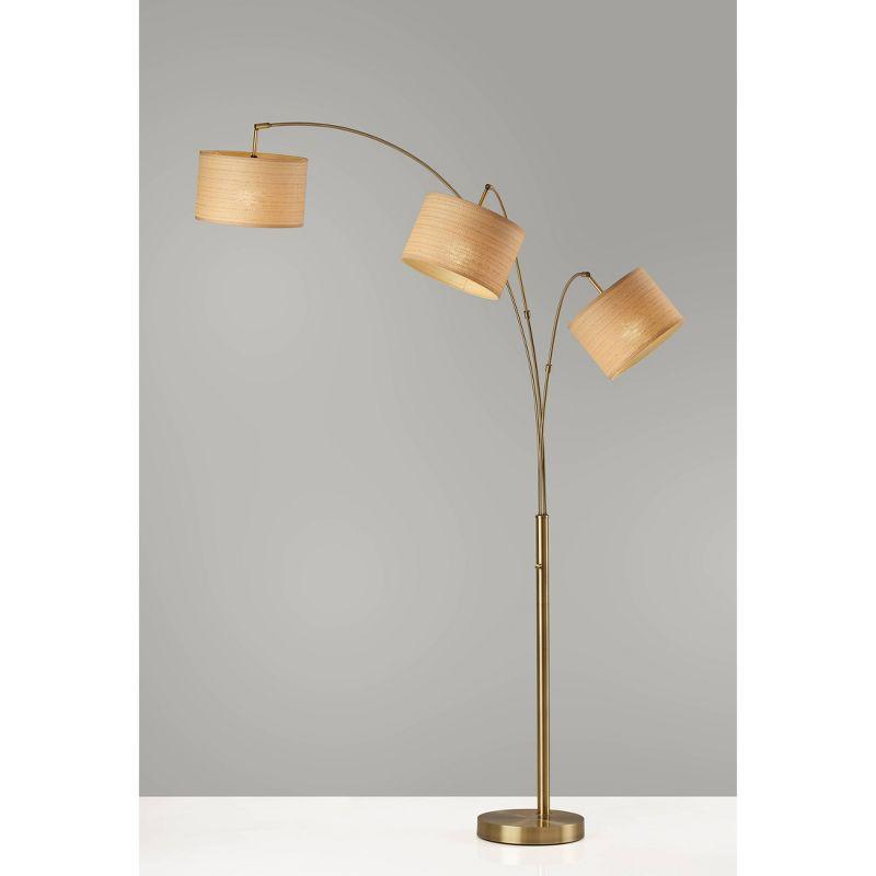 Bowery 3 Arm Arc Lamp Antique Brass - Adesso: Transitional Style, Adjustable, ETL Listed, Metal Body