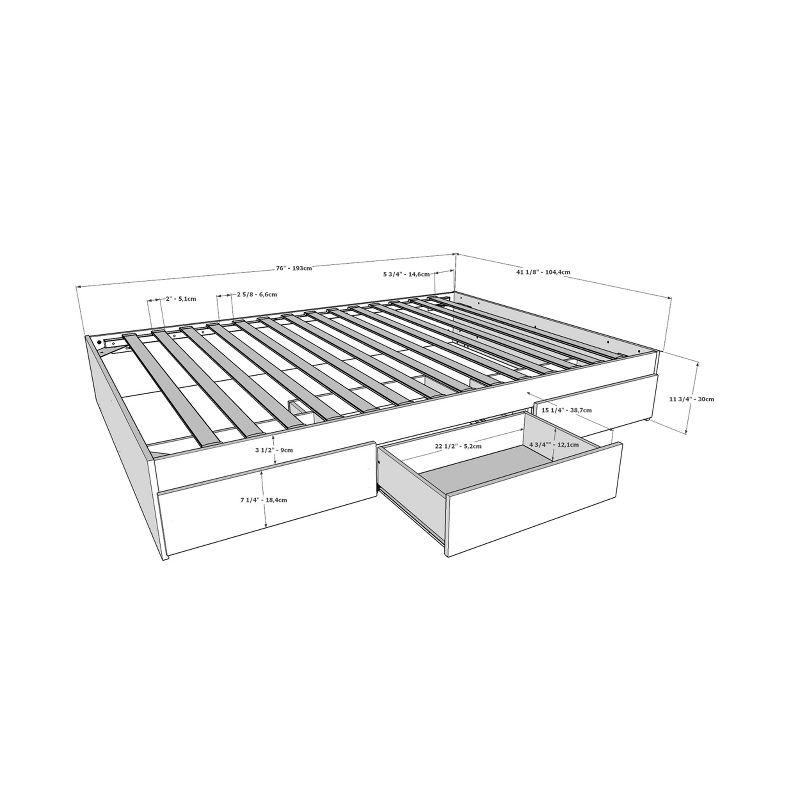 Bark Gray Twin Storage Platform Bed with 3 Drawers