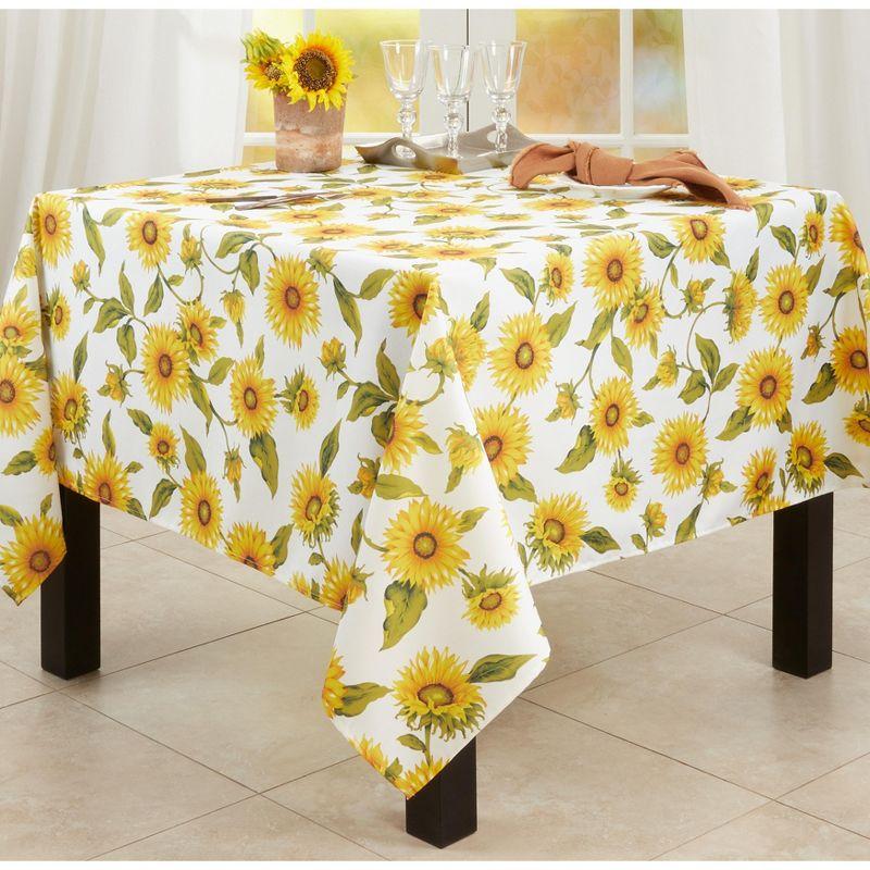 Sunflower Print Rectangular Summer Fabric Tablecloth