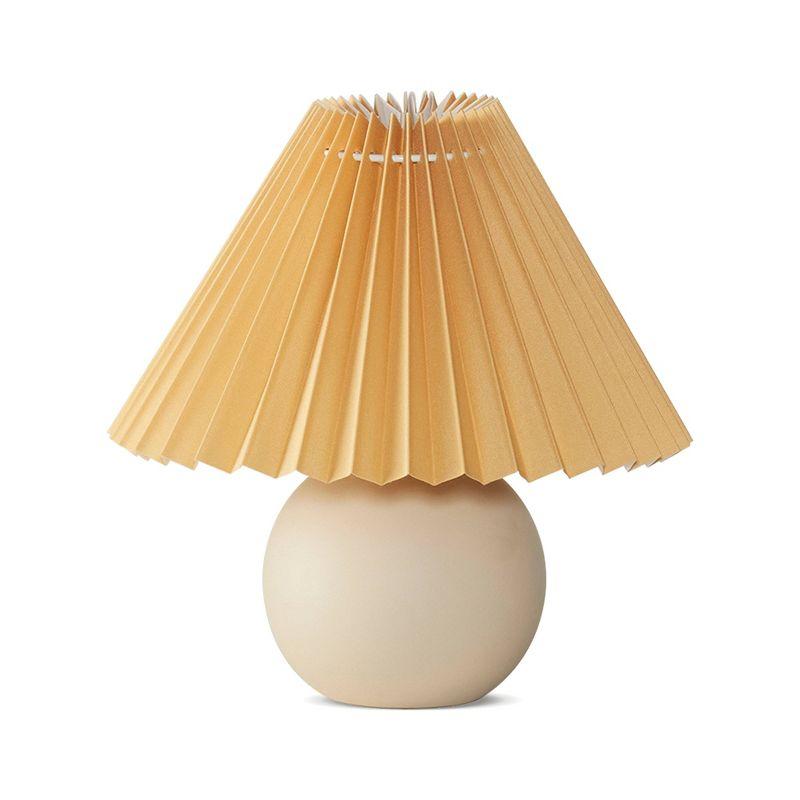 Brightech Serena 10" Ceramic LED Table Lamp - Retro Inspired Globe Base with Cream Pleated Shade