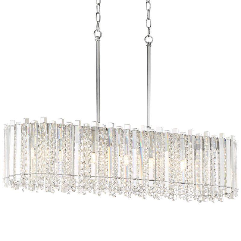 Mirabell Chrome 37" LED Island Pendant with Clear Crystal Droplets