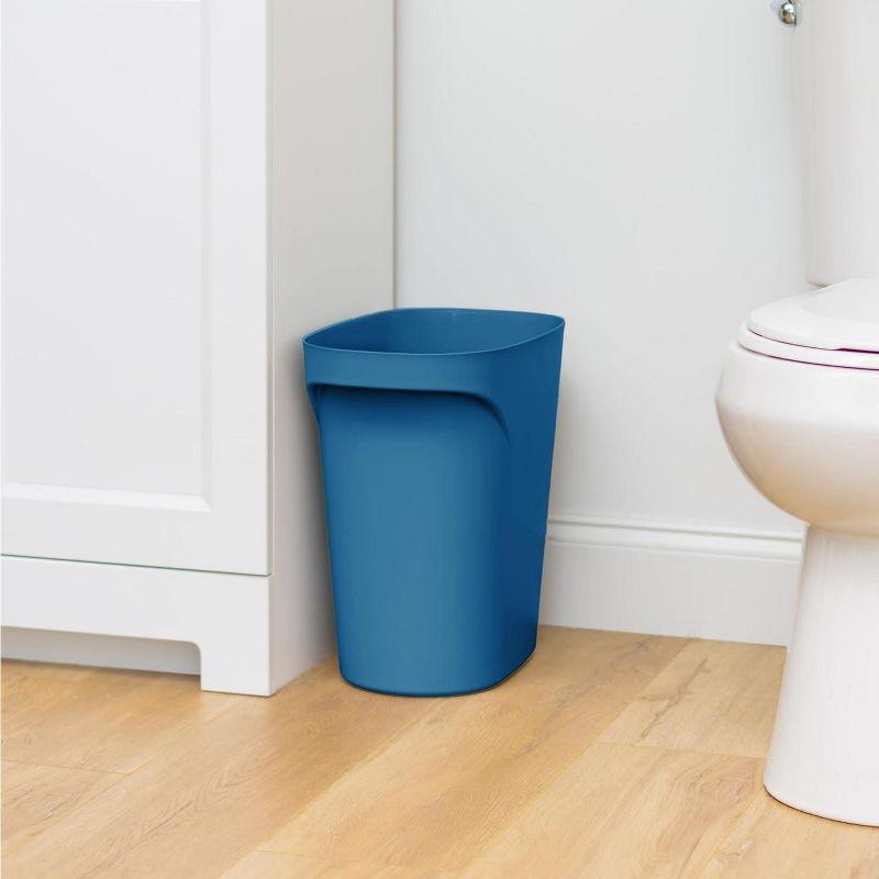 IRIS USA 6 Gallon / 24 Quart Plastic Wastebasket Garbage Trash Cans, 3-Pack, with Handles for Home Office Kitchen Bedroom Bathroom, Navy