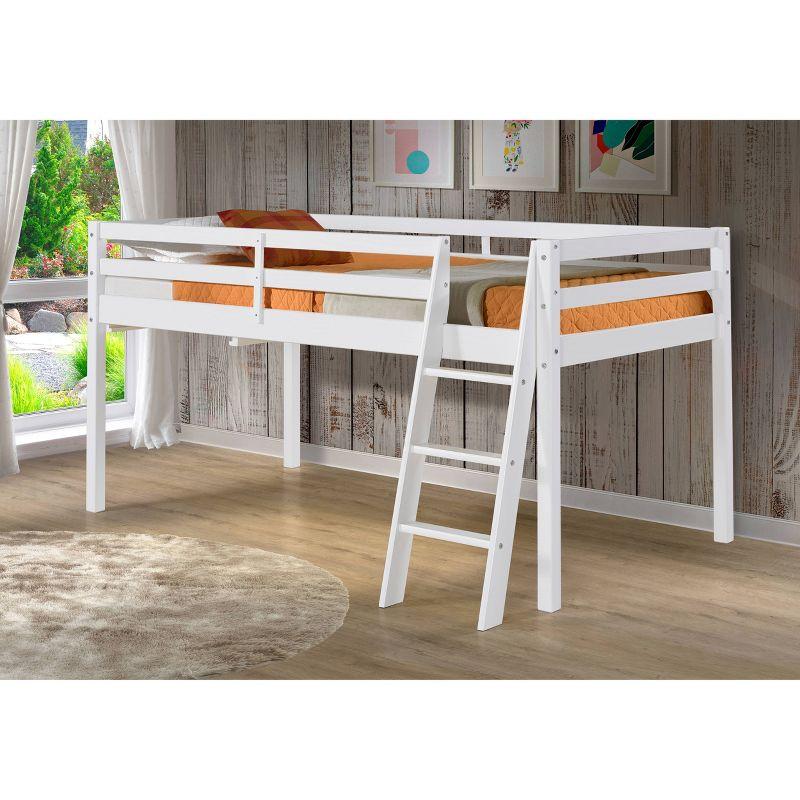 Twin Roxy Junior Kids' Loft Bed White - Bolton Furniture: Low Loft Bed, Brazilian Pine Frame, Unupholstered, All Ages