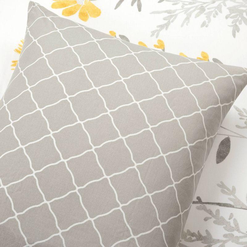 3pc Aprile Cotton Duvet Cover Set Yellow/Gray - Lush Décor