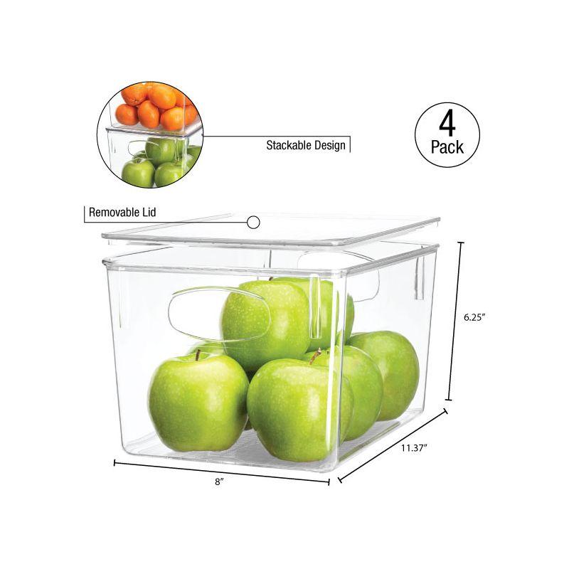 Sorbus Large Plastic Storage Bins with Lids - for Kitchen Organization, Pantry/Storage Organizers, Fridge Organizer - Clear Storage Bins (4 pack)