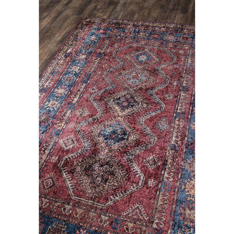 3'6"x5'6" Karachi Rezi Area Rug Burgundy - Momeni: Geometric Bohemian, Rubber Backed, Medium Pile, Indoor Use