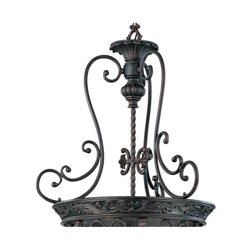 French Scroll Rubbed Bronze 9-Light Chandelier