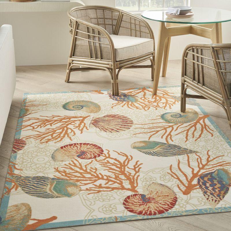 4' x 6' Orange Floral Synthetic Easy Care Rug