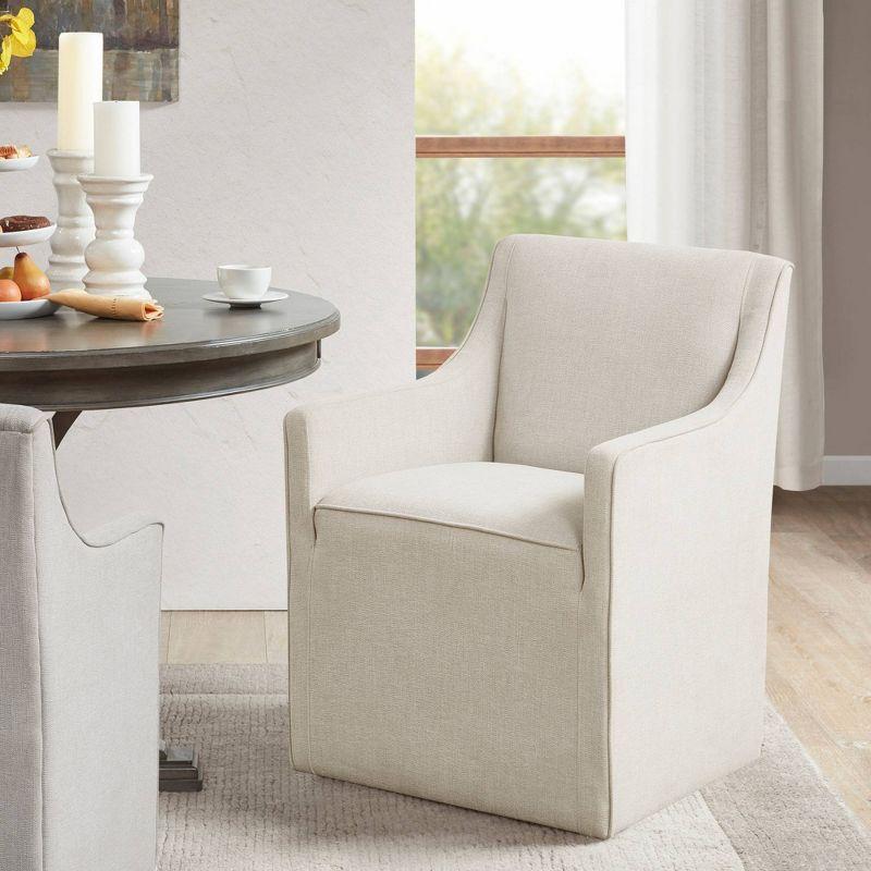 Madison Park Hamilton Slipcover Dining Arm Chair with Casters