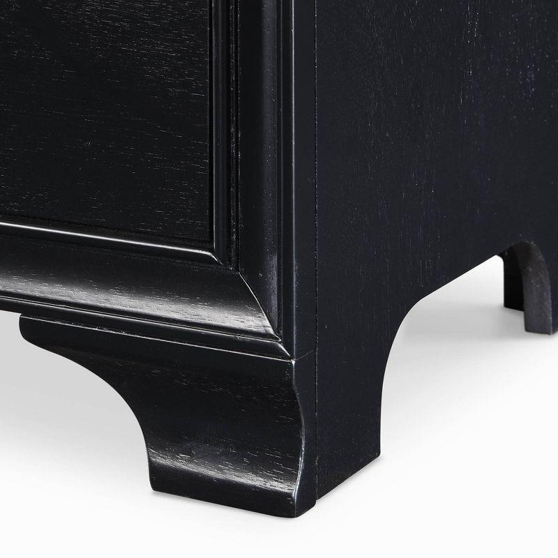 Black Wood 2-Drawer Nightstand with USB Ports