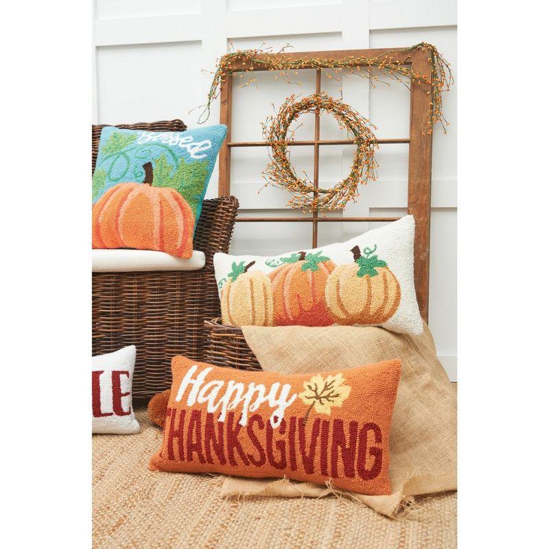 C&F Home 12" x 24" Rectangle XL "Happy Thanksgiving" Script Hooked Accent Throw Pillow