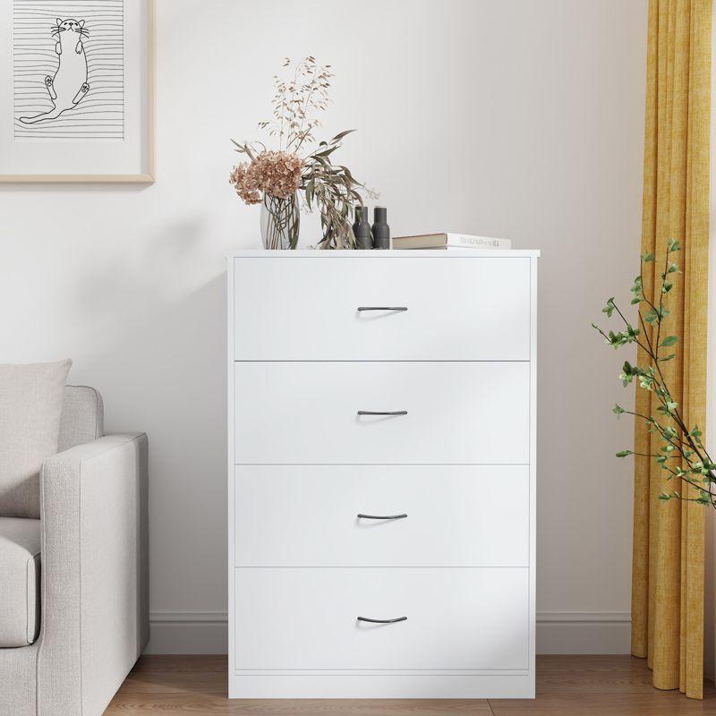 SUGIFT 4 Drawer Dresser, Modern Wood Chest of Drawers for Bedroom, White