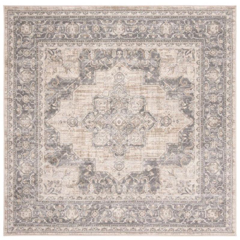 Brentwood BNT865 Power Loomed Indoor Area Rug - Cream/Grey - 5'x5' - Safavieh