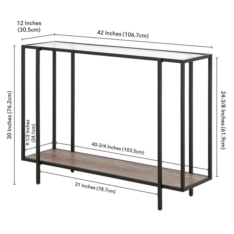 Black Bronze Accent Table with Gray Oak Shelf - Henn&Hart