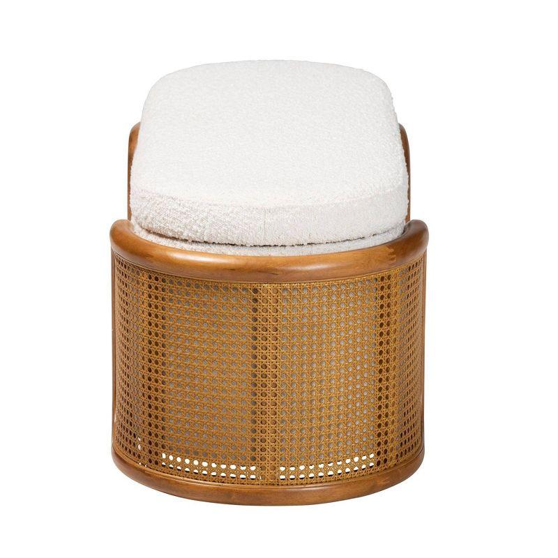 Baxton Studio Basira Boucle Fabric Storage Bench: Lift-Top, Oval, Japandi Style