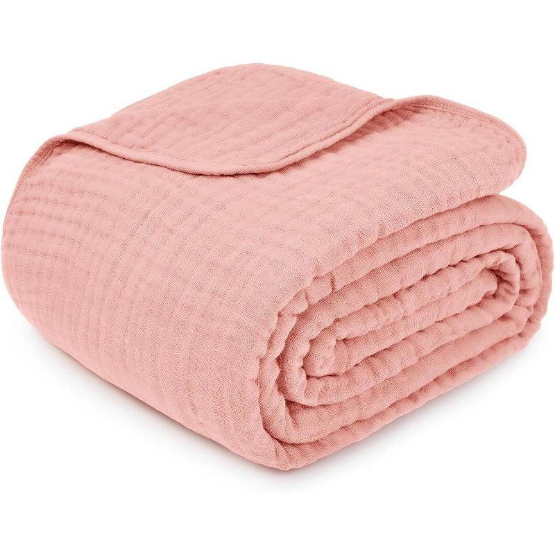Muslin Blanket for Adults, Extra Large Throw 50" x 60" By Comfy Cubs - Lace Pink