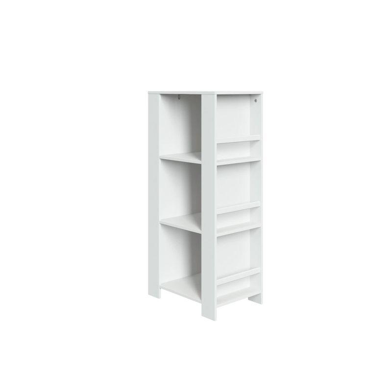 RiverRidge Home RiverRidge Book Nook Kids Bookshelf and Toy Organizer Tower with 3 Cubbies and 6 Bookracks for Playroom, Nursery, and Reading Nook - White with 2 Fabric Bins