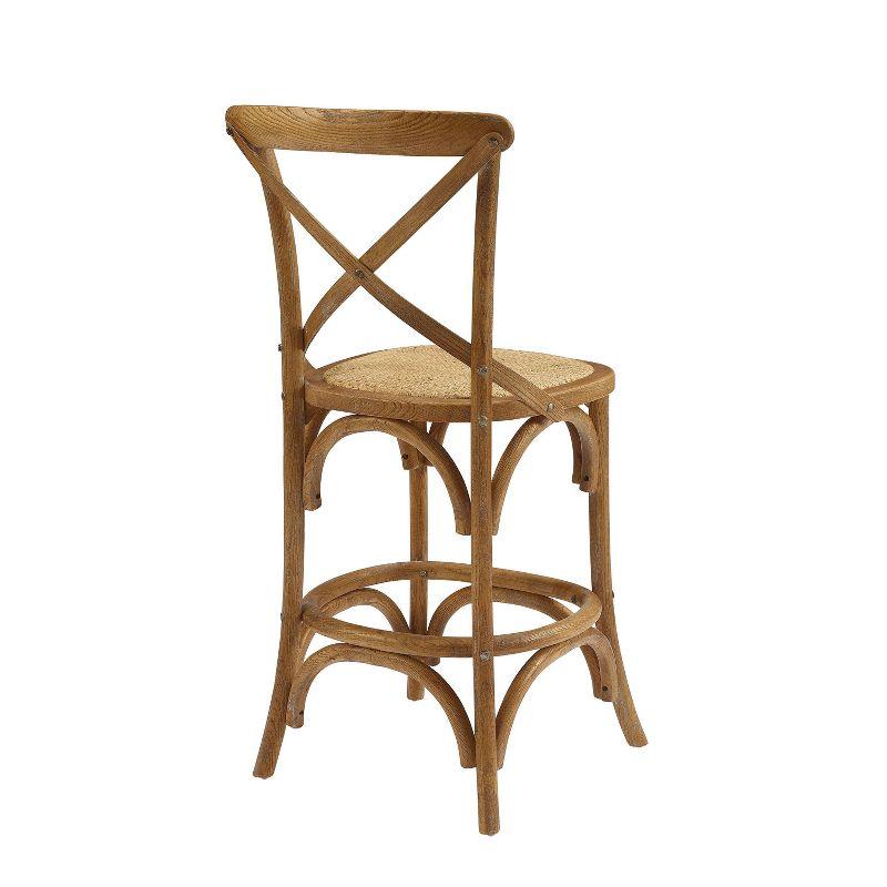 Roxy Wash Upholstery Counter Height Barstool Gray - Linon: French Country Design, No Assembly Required