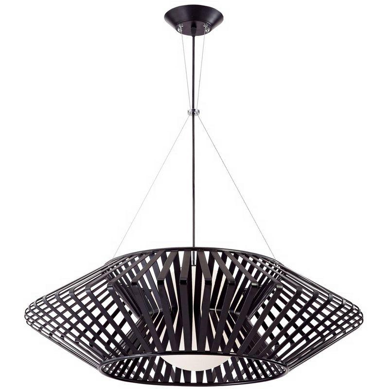 Mid-Century Modern Black and White Glass Large Pendant Light 31.5"