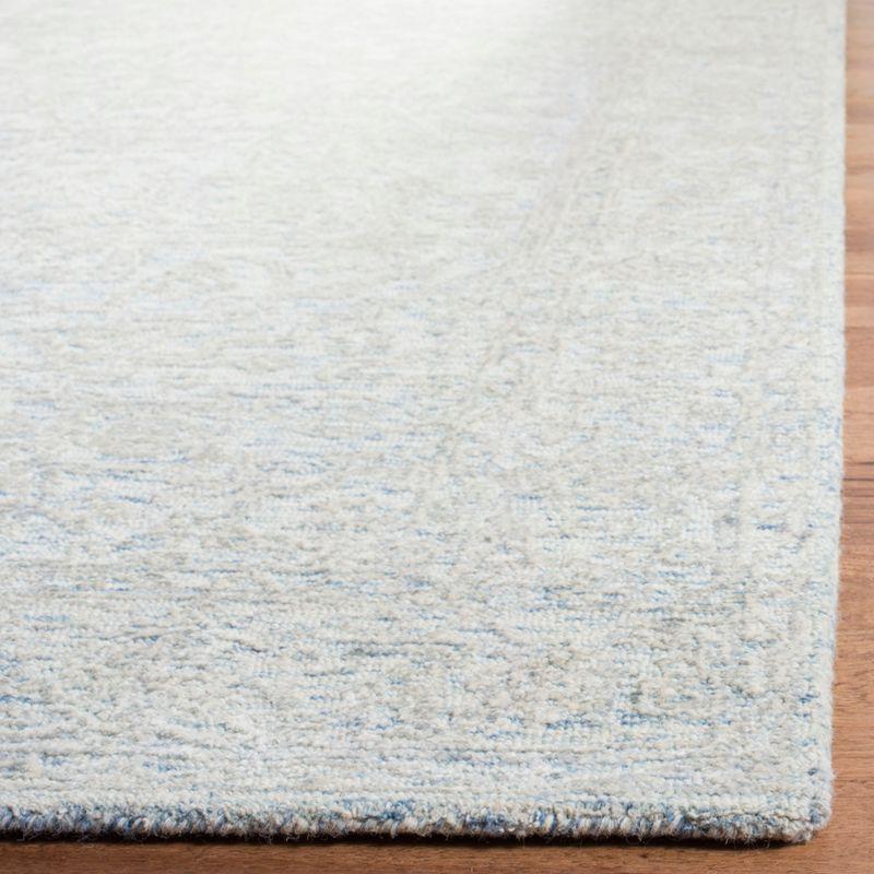 Blue and Ivory Square Hand-Tufted Wool Area Rug