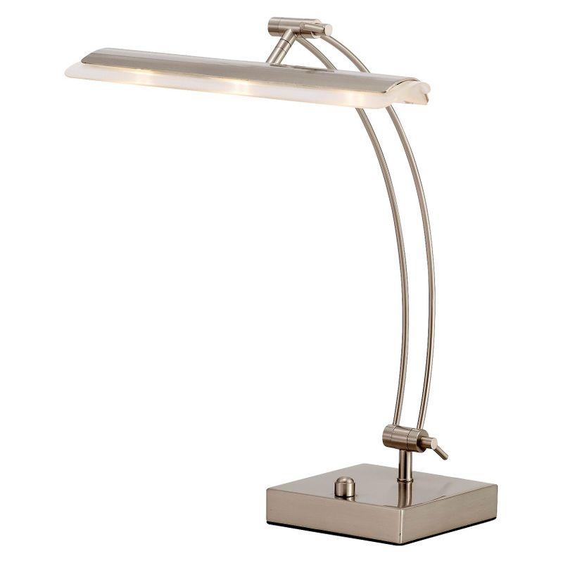 Adjustable Brushed Steel Arc LED Desk Lamp with Dimmer