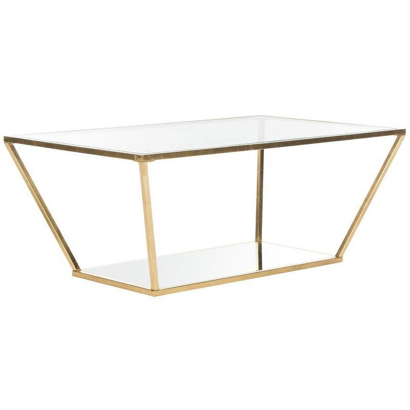 Allene Gold and Clear Glass Rectangular Coffee Table