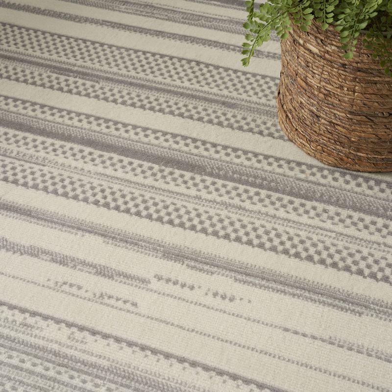 Nourison Grafix Abstract Striped Indoor Rug Ivory Grey 5'3" x 7'3"
