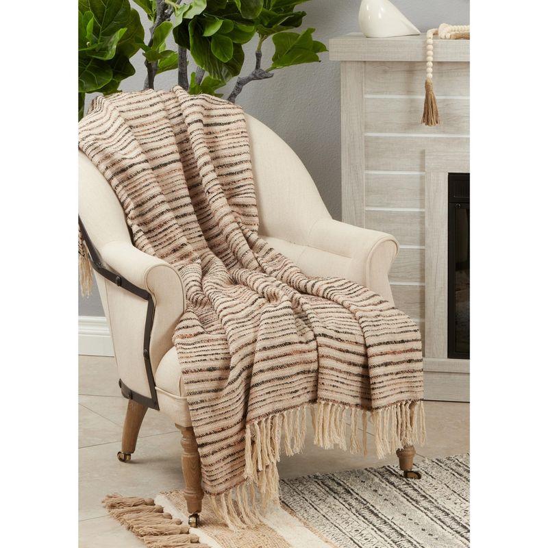 Saro Lifestyle Striped Throw, 50x60 inches, Beige