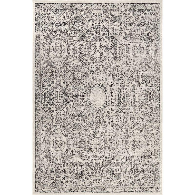 Nuloom Minta Medallion 6 Square Indoor Area Rug for Living Room Bedroom Dining Room Kitchen, Grey/Ivory