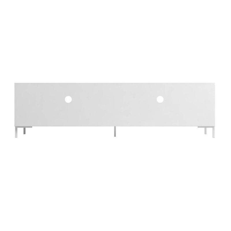 Manhattan Comfort 2pc Bogardus TV Stand for TVs up to 65" and 2 Door Accent Cabinet Set White: Mid-Century Modern, Particle Board Construction