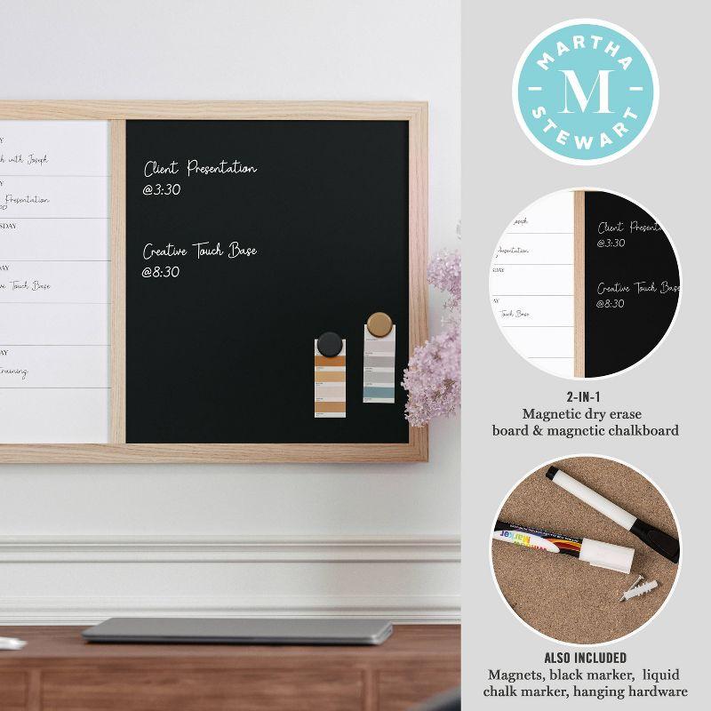 Thomas Martha Stewart Magnetic Weekly Calendar Dry Erase Board and Chalk Board with Liquid Chalk Marker