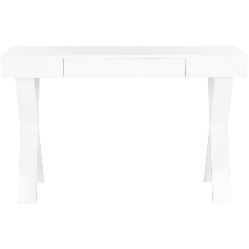 White Lacquer One Drawer Vanity Desk