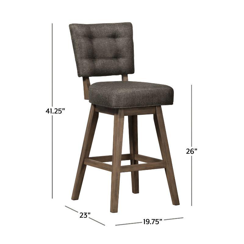 26" Lanning Swivel Counter Height Barstool Chocolate Brown - Hillsdale Furniture: Rubberwood, Tufted Back