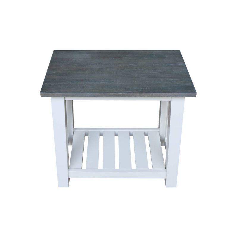 Eco-Friendly Parawood Surrey Rectangular Side Table in White & Heather Gray