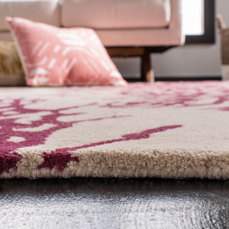 Bella BEL115 Hand Tufted Area Rug - Beige/Purple - 5'x5' - Safavieh.