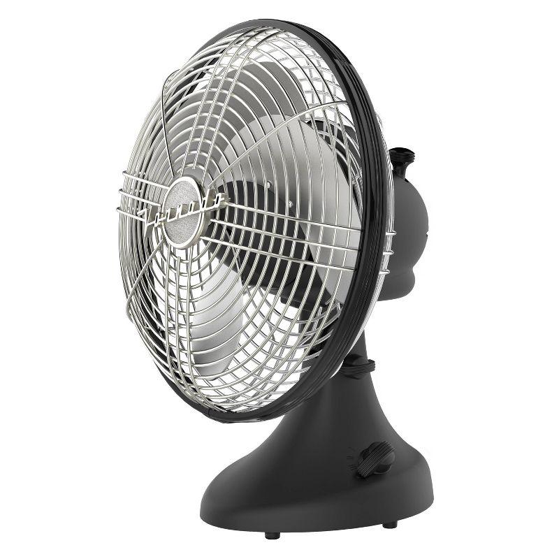 Vornado Silver Swan Portable Oscillating Fan Black: Metal Desk Fan, Quiet Air Circulation, Adjustable Tilt, 3 Speeds