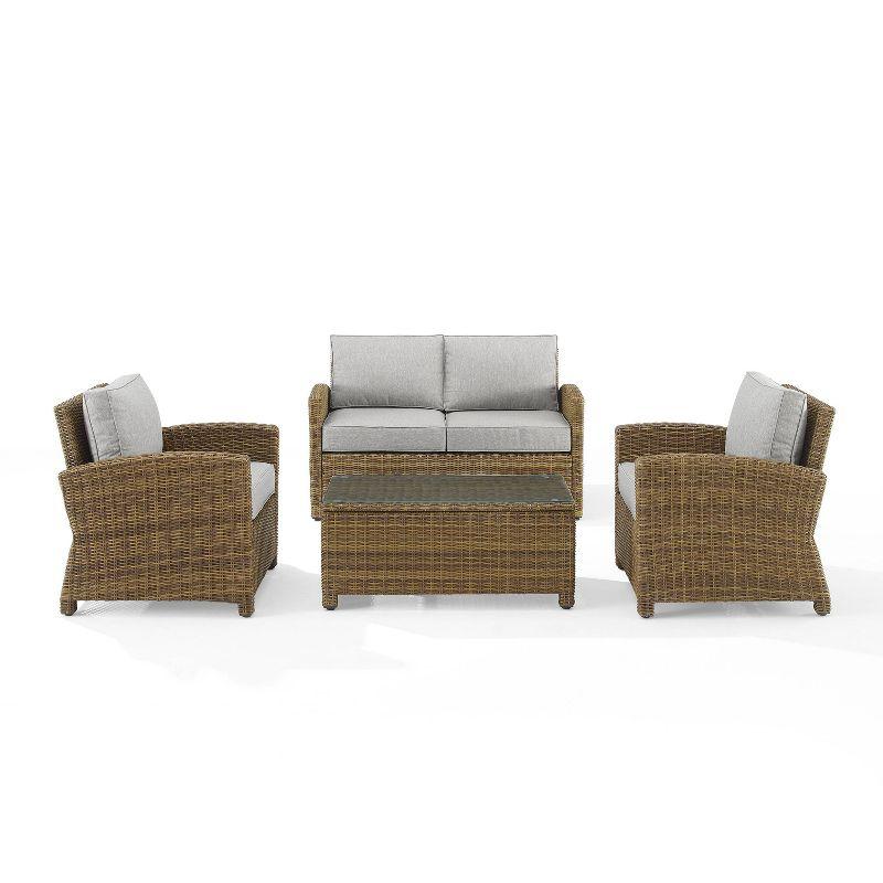 Bradenton Weathered Brown Outdoor Wicker 4pc Conversation Set