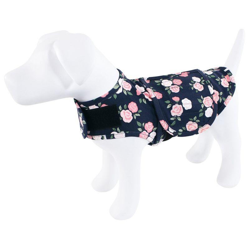 Large Navy Floral Pet Anxiety Jacket with Gentle Pressure Fabric