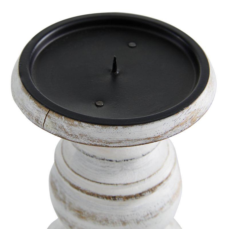 Set of 3 Rustic Pillar Candle Holder White - Olivia & May: Elegant Mango Wood, Sturdy Base, Indoor Use