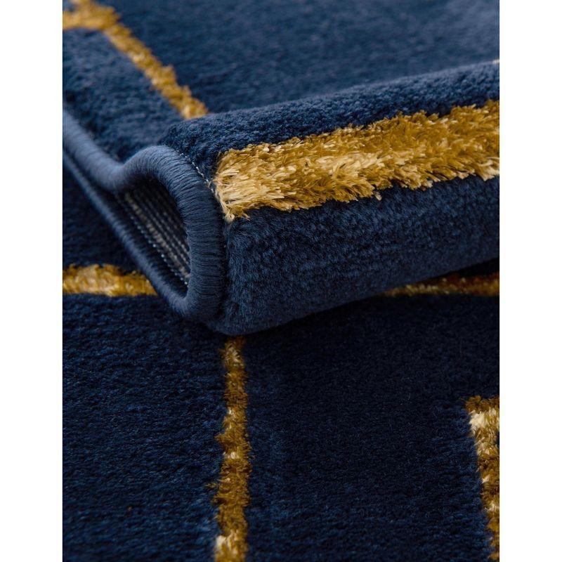 Glam Navy Blue Gold Area Rug