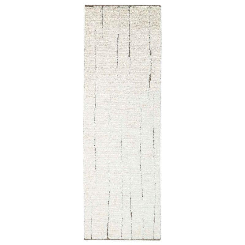 Ivory and Taupe Hand-Tufted Wool Runner Rug